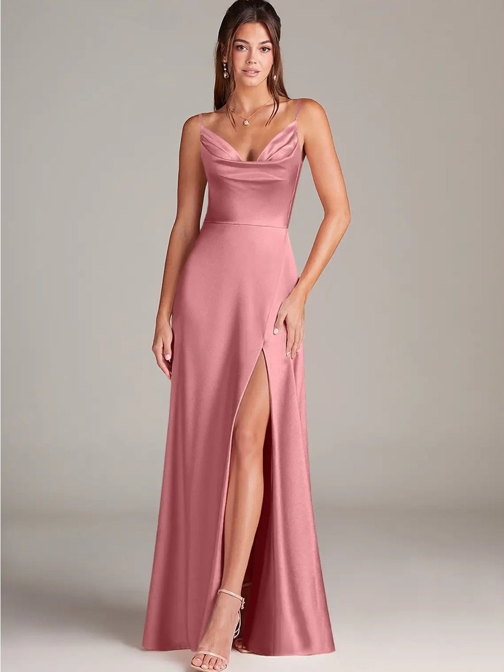 Azazie Sarella Metallic Satin Evening Gown/Bridesmaid Dress in Rozette - Size A2